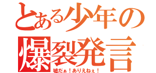 とある少年の爆裂発言（嘘だぁ！ありえねぇ！）