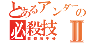 とあるアンダーバーの必殺技Ⅱ（春巻肩甲骨）