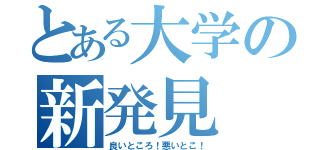 とある大学の新発見（良いところ！悪いとこ！）