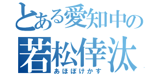 とある愛知中の若松倖汰（あほぼけかす）