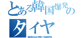 とある韓国爆発のタイヤ（民主党の仕分け押売りで自衛官死傷）