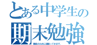 とある中学生の期末勉強（期末のために頑張ってきます。）