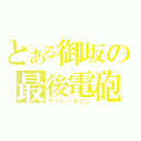 とある御坂の最後電砲（マイレールガン）