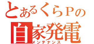 とあるくらＰの自家発電（メンテナンス）