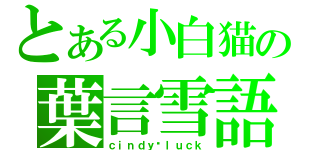 とある小白猫の葉言雪語（ｃｉｎｄｙ▪ｌｕｃｋ）