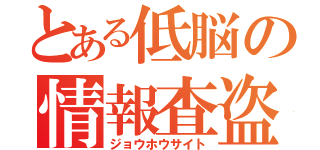 とある低脳の情報査盗（ジョウホウサイト）