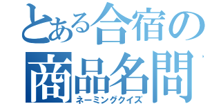 とある合宿の商品名問題（ネーミングクイズ）