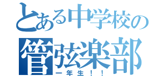 とある中学校の管弦楽部（一年生！！）