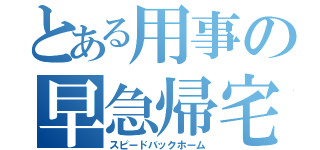 とある用事の早急帰宅（スピードバックホーム）