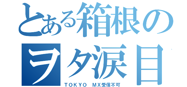 とある箱根のヲタ涙目（ＴＯＫＹＯ ＭＸ受信不可）