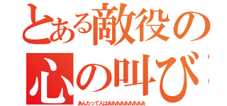 とある敵役の心の叫び（あんたって人はあああああああああ）