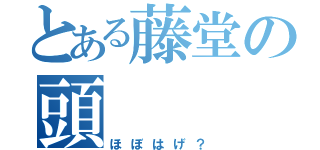 とある藤堂の頭（ほぼはげ？）