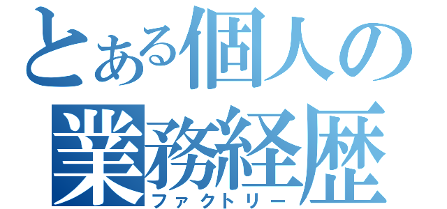 とある個人の業務経歴（ファクトリー）