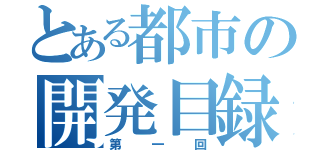 とある都市の開発目録（第一回）