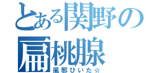 とある関野の扁桃腺（風邪ひいた☆）