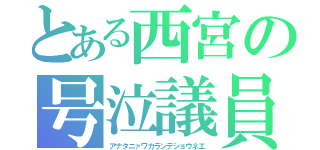 とある西宮の号泣議員（アナタニァワカランデショウネエ）