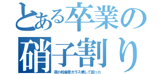 とある卒業の硝子割り（夜の校舎窓ガラス壊して回った）