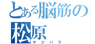 とある脳筋の松原（マツバラ）