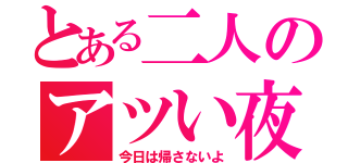 とある二人のアツい夜（今日は帰さないよ）