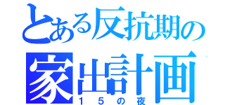 とある反抗期の家出計画（１５の夜）