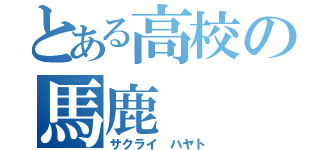 とある高校の馬鹿（サクライ ハヤト）