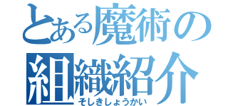 とある魔術の組織紹介（そしきしょうかい）