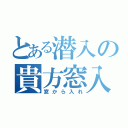 とある潜入の貴方窓入（窓から入れ）