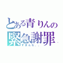 とある青りんの緊急謝罪（すまんな、、）