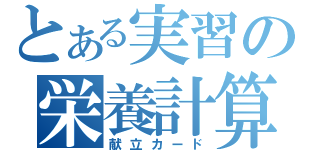 とある実習の栄養計算（献立カード）