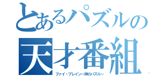 とあるパズルの天才番組（ファイ・ブレイン～神のパズル～）