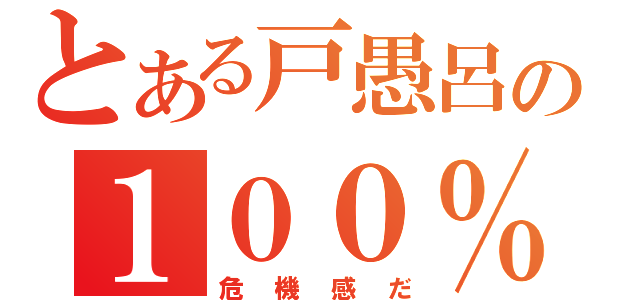 とある戸愚呂の１００％（危機感だ）