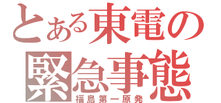 とある東電の緊急事態（福島第一原発）