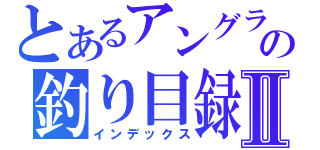 とあるアングラの釣り目録Ⅱ（インデックス）