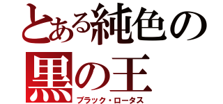 とある純色の黒の王（ブラック・ロータス）