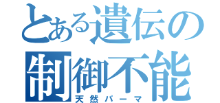 とある遺伝の制御不能（天然パーマ）