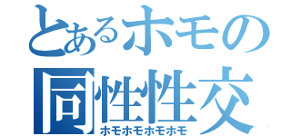 とあるホモの同性性交（ホモホモホモホモ）