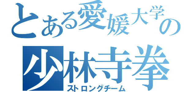 とある愛媛大学の少林寺拳法部（ストロングチーム）