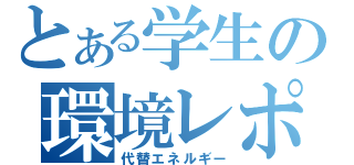 とある学生の環境レポート（代替エネルギー）