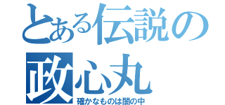 とある伝説の政心丸（確かなものは闇の中）