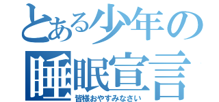 とある少年の睡眠宣言（皆様おやすみなさい）