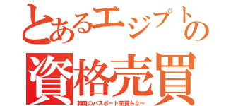 とあるエジプトの資格売買（韓国のパスポート売買もな～）