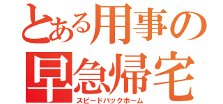 とある用事の早急帰宅（スピードバックホーム）