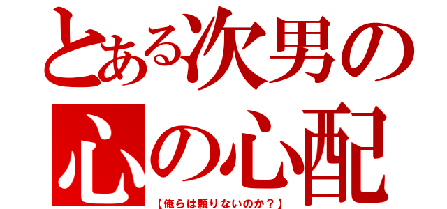 とある次男の心の心配（【俺らは頼りないのか？】）