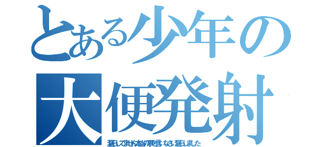 とある少年の大便発射（漏らしてません本当の事を言いなさい漏らしました）