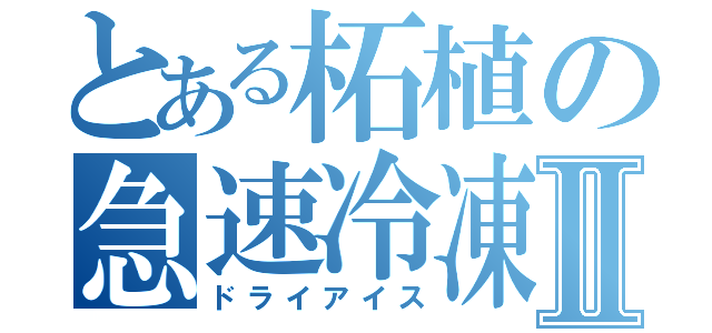 とある柘植の急速冷凍Ⅱ（ドライアイス）