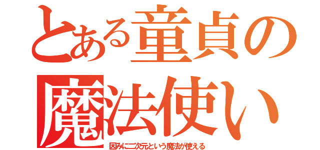 とある童貞の魔法使い（因みに二次元という魔法が使える）