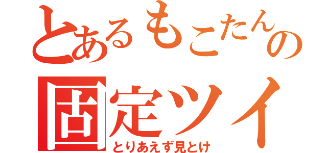 とあるもこたんの固定ツイート（とりあえず見とけ）