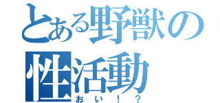 とある野獣の性活動（おい！？）