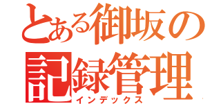 とある御坂の記録管理（インデックス）