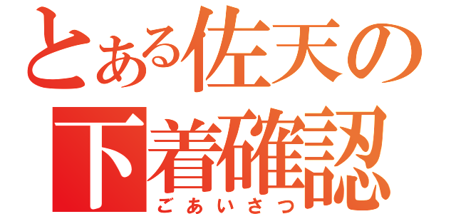 とある佐天の下着確認（ごあいさつ）